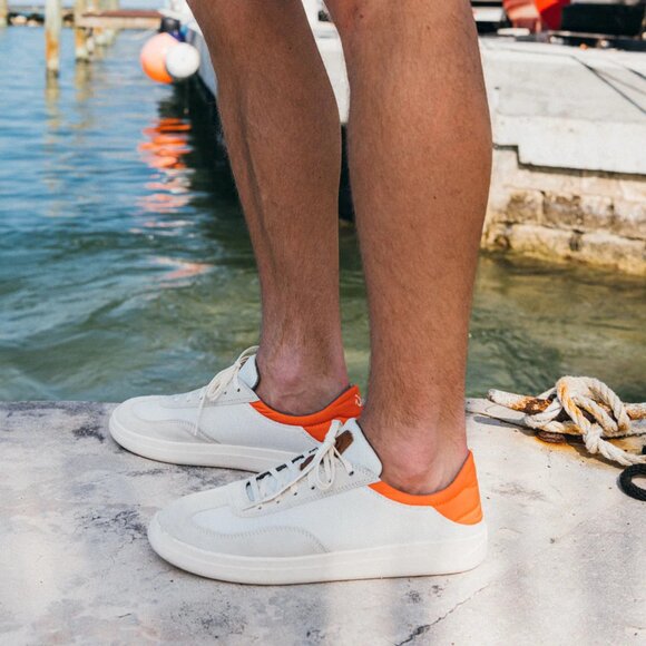 OluKai Men's Punini Sneakers Shoes Size 11 $140 in Off White/Molten Orange - Picture 1 of 14